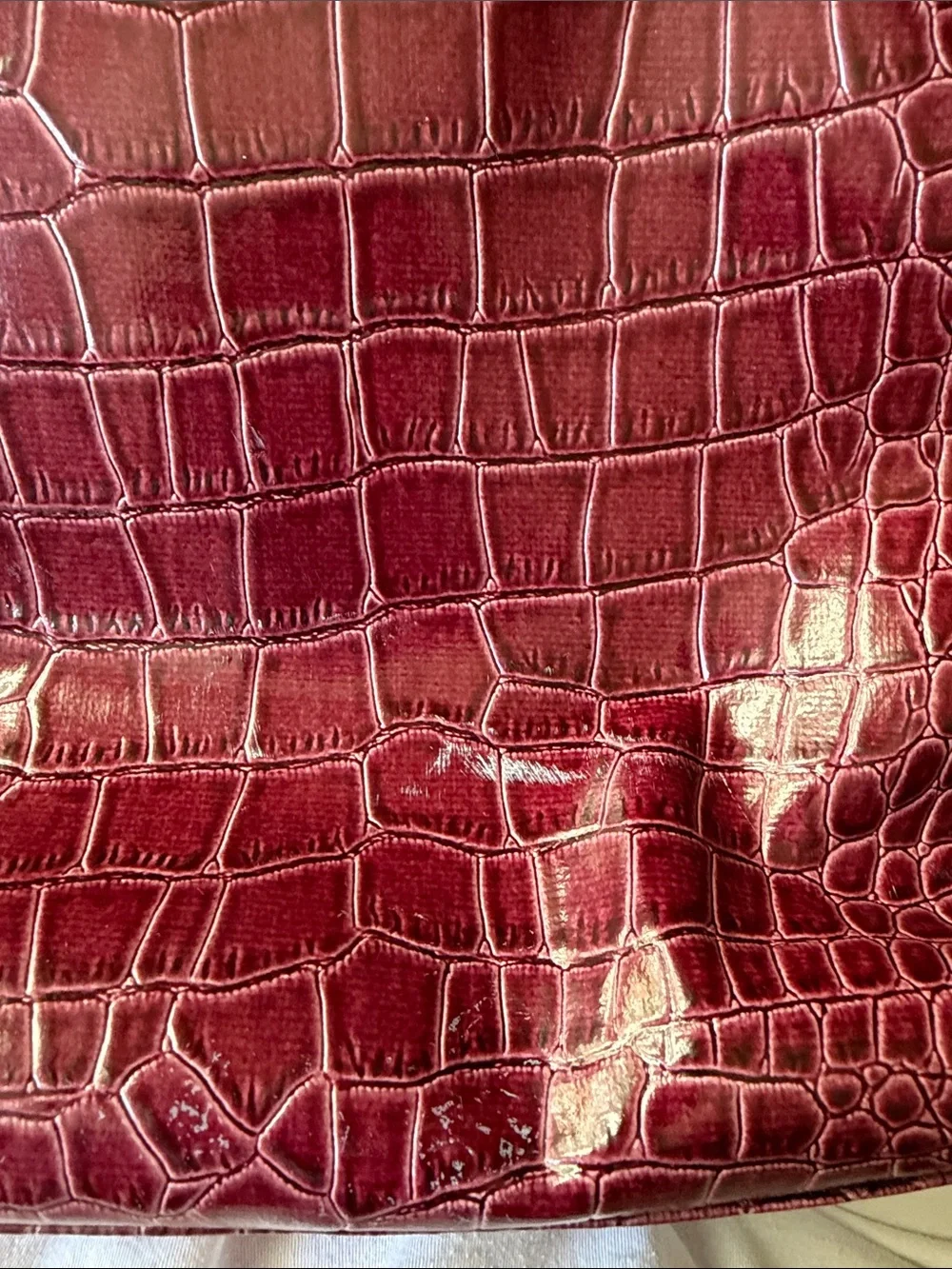 Neiman Marcus Croc-Embossed Burgundy Tote Bag